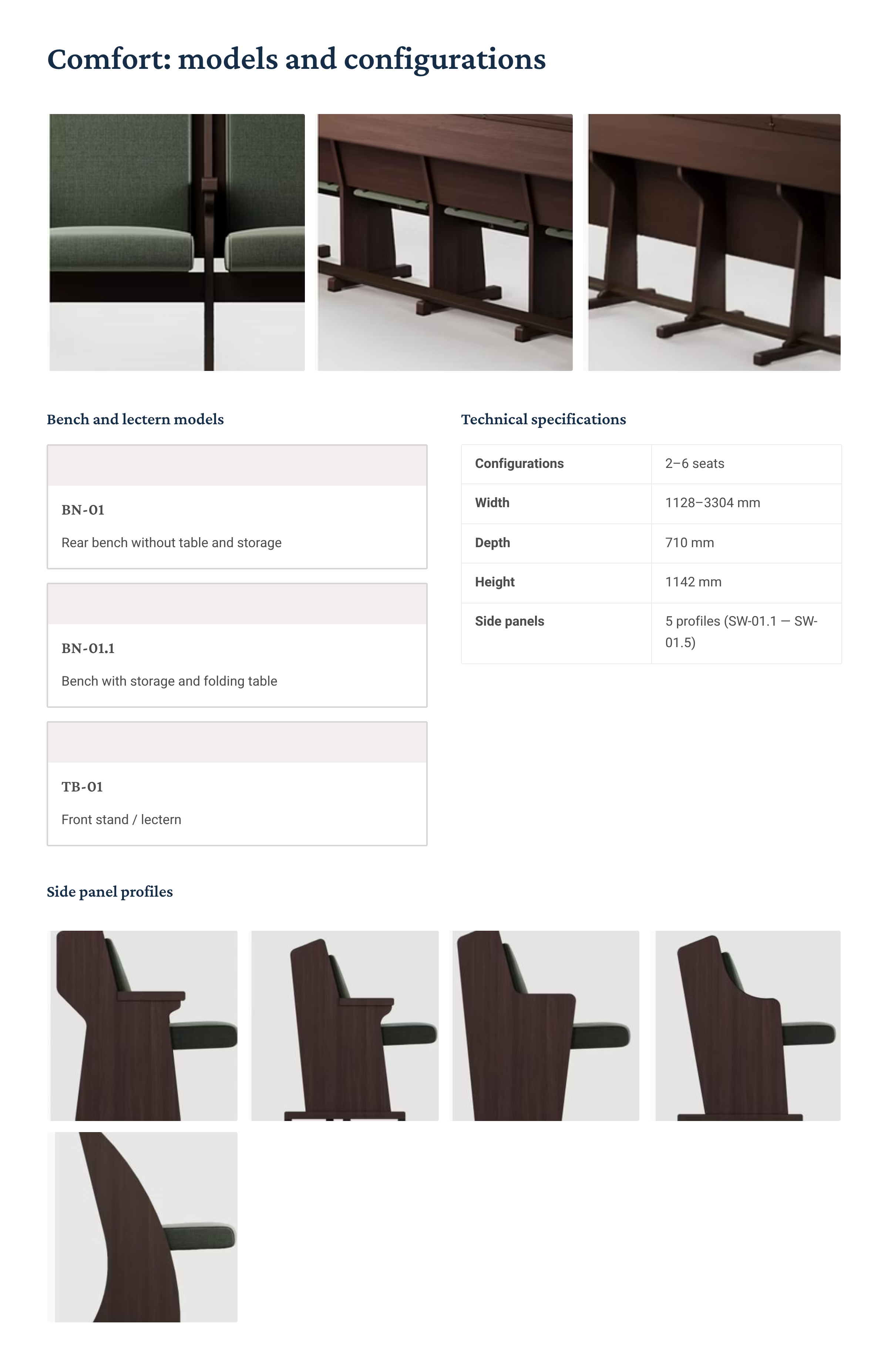 Comfort models and configurations