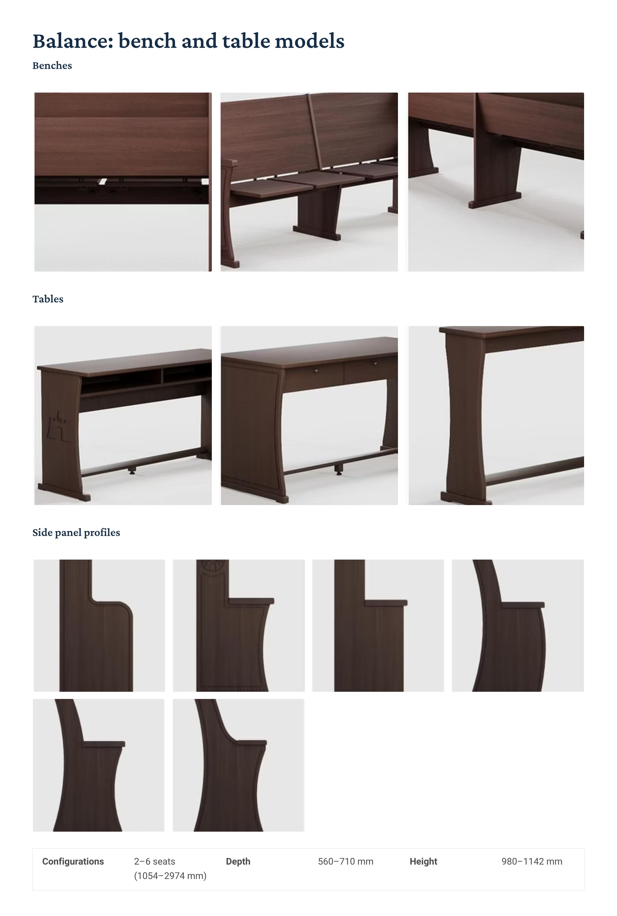 Balance bench and table models